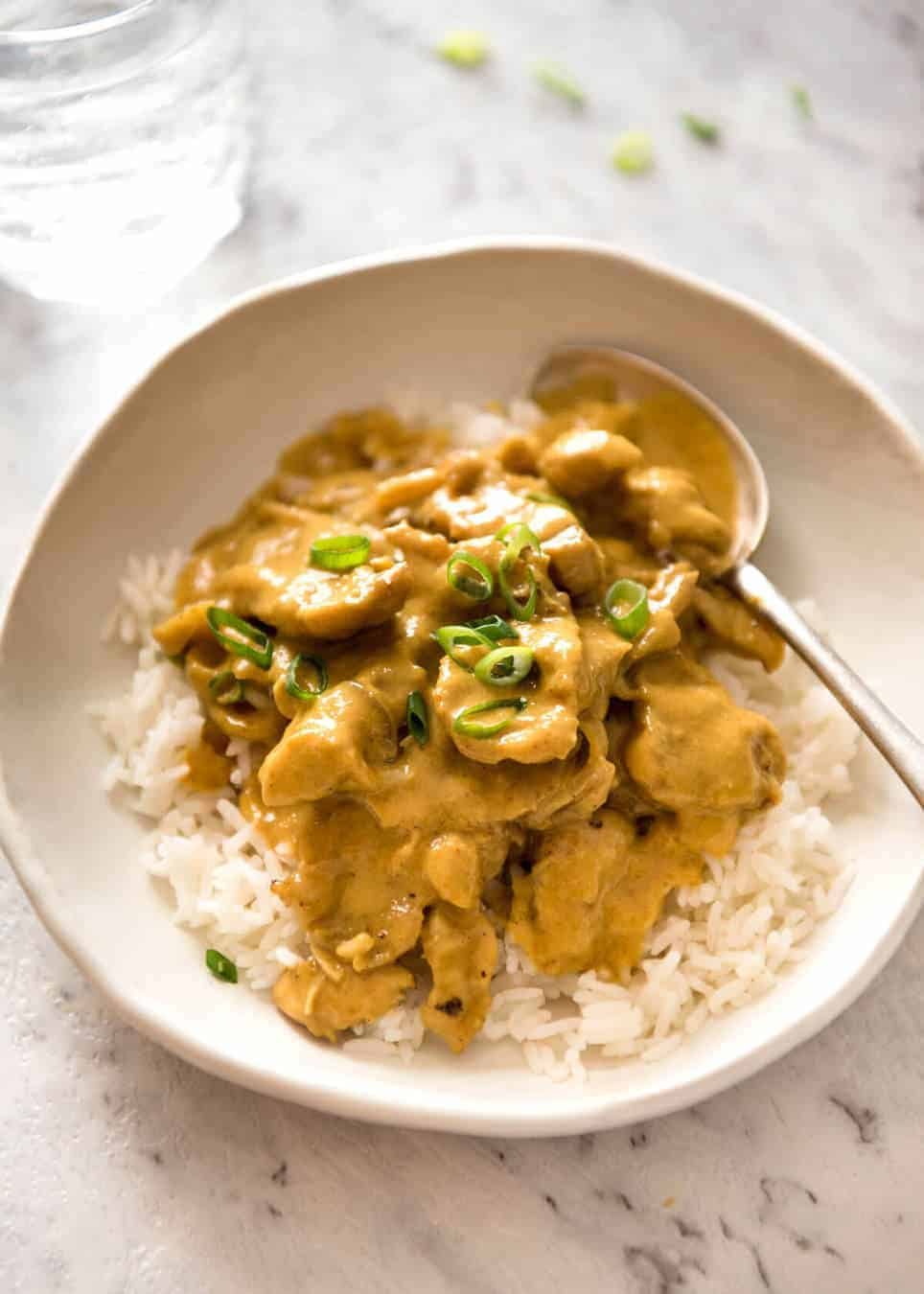 Chinese Satay Chicken Stir Fry - This is the Chinese takeout version of satay! Chicken stir fried in a satay sauce, this is made from scratch and tastes incredible. And easy! www.recipetineats.com