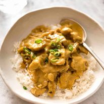 Chinese Satay Chicken Stir Fry - This is the Chinese takeout version of satay! Chicken stir fried in a satay sauce, this is made from scratch and tastes incredible. And easy! www.recipetineats.com
