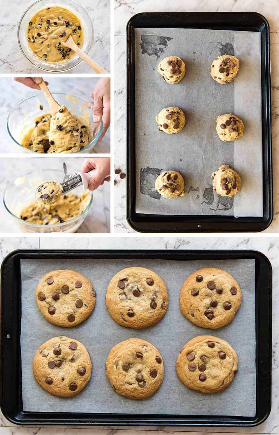Miracle SOFT Chocolate Chip Cookies that are almost impossibly easy - no creaming butter, no beater, no refrigeration, no rolling dough. These are magical! www.recipetineats.com