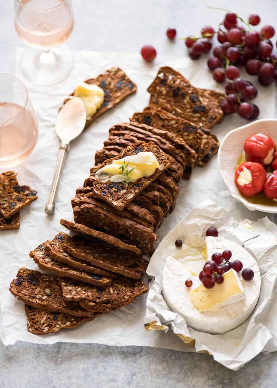 Homemade Gourmet Crackers with Cranberries - simple to make, tastes way better and costs less than 20% that buying these at gourmet stores! Fantastic crackers for creamy cheeses, especially blue cheese. www.recipetineats.com
