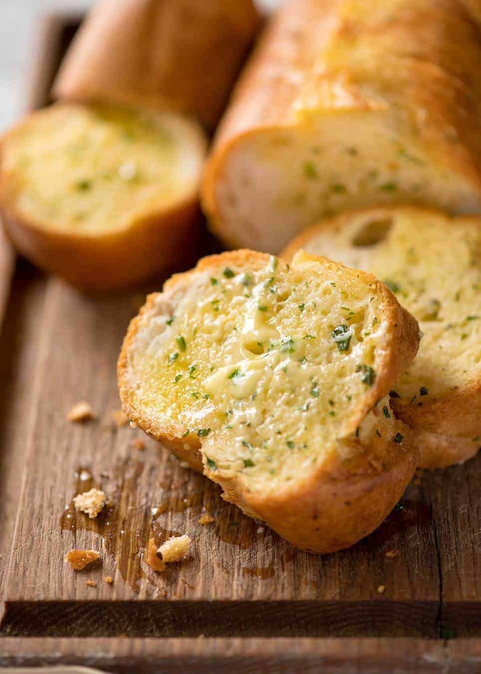 Better than Pizza Hut! For a truly religious Garlic Bread experience, skip the artisan bread and use a basic French stick. And no skimping on butter! www.recipetineats.com