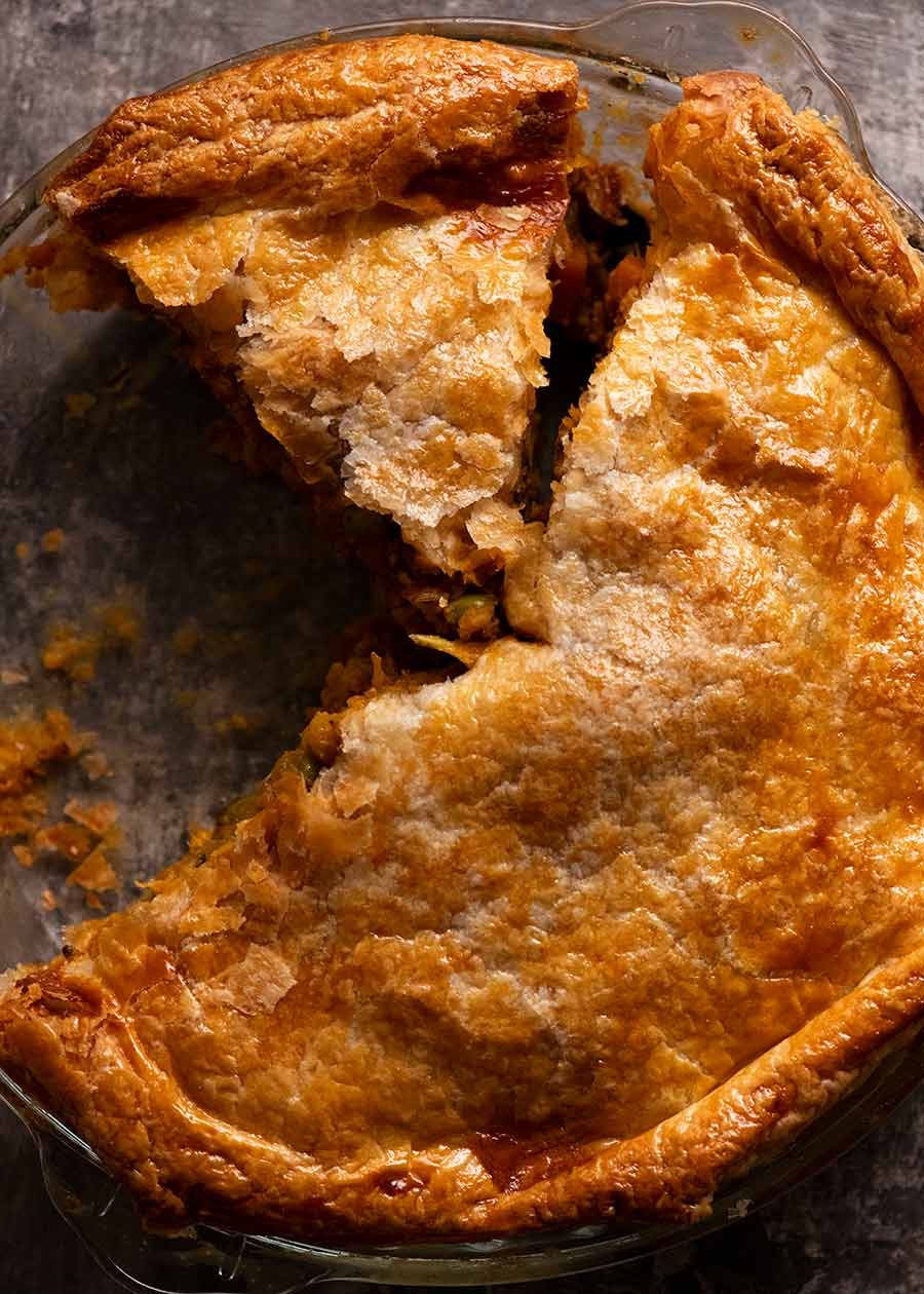 Overhead of Vegetable Samosa Pie