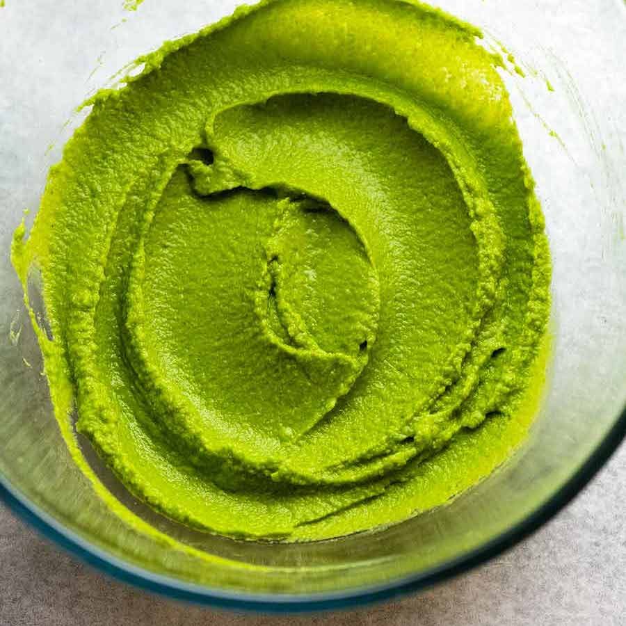 Pea Puree in a bowl, ready to be served