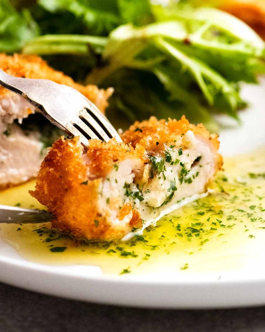Fork picking up Chicken Kiev
