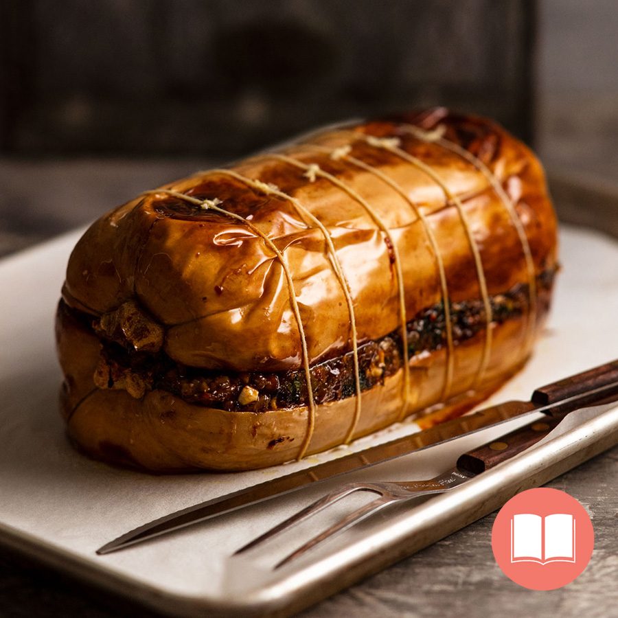 Stuffed pumpkin from RecipeTin Eats "Dinner" cookbook by Nagi Maehashi