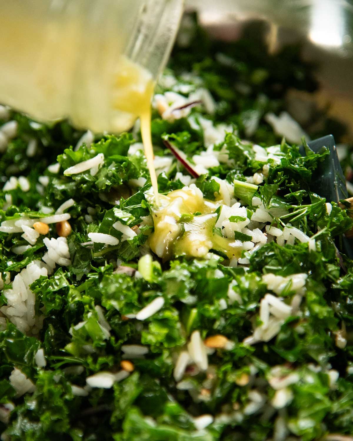 Crispy Shredded Halloumi Salad with Kale